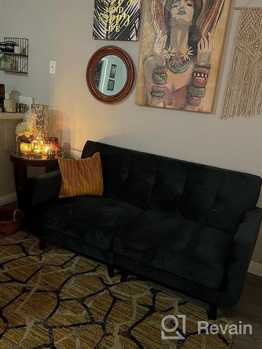 img 1 attached to Stylish HONBAY Grey Velvet Loveseat: Elegant 2-Seater Sofa with Wood Legs for Small Spaces, Bedroom, Office review by Eric Jackson