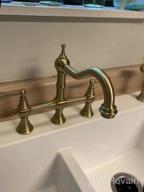 img 1 attached to Antique Brass 2-Handle 8" Centerset Bridge Kitchen Faucet 360° Swivel Vintage Tap WOWOW Gold review by Brion Pine