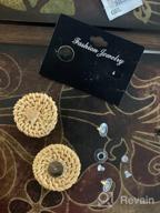 img 1 attached to 🌸 Stylish HEIDKRUEGER Rattan Straw Earring: Handmade Boho Wicker Braid Disc Drop Earrings for Women & Girls review by Andrea Thomas