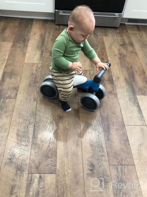 img 1 attached to Baby Balance Bikes: No-Pedal 4-Wheeled Bicycle For 10-24 Month Old Toddlers. Perfect First Birthday Or Holiday Gift For Boys And Girls! review by Michael Hawkins