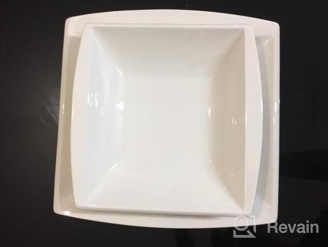 img 1 attached to MALACASA Amparo Porcelain Dinnerware Set - Square White Plates & Bowls, 12 Pc Set For 6 - Perfect For Serving Salad, Dessert, Pasta & Soup review by Anthony Gutierrez