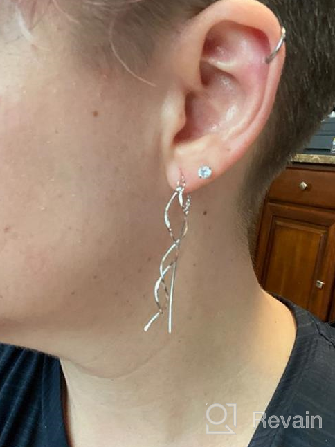 img 1 attached to SLUYNZ 925 Sterling Silver Wave Curve Threader Earrings Chain for Women Girls with Tassel Dangle review by Ruth Haiar