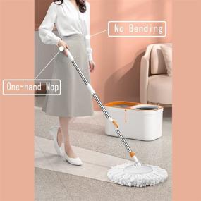 img 2 attached to 🧹 Efficient Floor Spin Mop and Bucket Set: Extended Stainless Steel Handle for Home Floor Cleaning Use - Includes 5 Replacement Head Refills and 1 Cleaning Brush Head