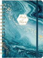 ruled notebook/journal - lined journal with hardcover and premium thick paper, 8.5" x 6.5", college ruled spiral notebook/journal, strong twin-wire binding, back pocket, blue pattern logo