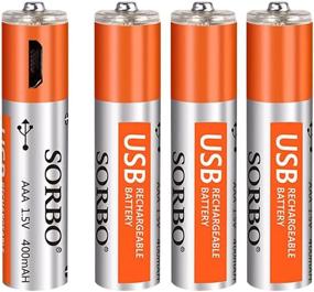 img 4 attached to Rechargeable AAA Lithium Batteries With Micro USB Charging Port - 1000 Cycle, 1.5V/400MAh - Pre-Charged, 4/Pack