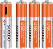 rechargeable aaa lithium batteries with micro usb charging port - 1000 cycle, 1.5v/400mah - pre-charged, 4/pack logo