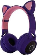 🎧 damikan wireless bluetooth kids headphones with cat ear design, led lights, fm radio, tf card, aux, mic - compatible with iphone/ipad/kindle/laptop/pc/tv - purple логотип