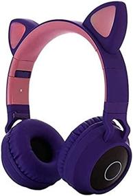 img 2 attached to 🎧 Damikan Wireless Bluetooth Kids Headphones with Cat Ear Design, LED Lights, FM Radio, TF Card, Aux, Mic - Compatible with iPhone/iPad/Kindle/Laptop/PC/TV - Purple