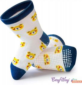 img 1 attached to Антискользящие носки для малышей с захватом, 6/12 пар уютных хлопковых носков для мальчиков, девочек, младенцев и детей от 1 до 9 лет