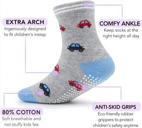 img 3 attached to Anti-Skid Toddler Socks With Grip, 6/12 Pairs Of Cozy Cotton Crew Socks For Boys, Girls, Baby, Infants, And Kids, 1-9 Years Old