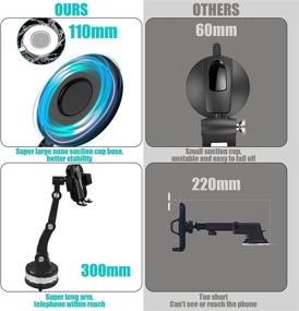 img 1 attached to 📱 Suction Cup Car Phone Holder - Powerful Adsorption Mount, 360° Rotation Long Arm Windshield Stand - Universal Heavy Duty Holder for iPhone/Samsung & Truck GPS