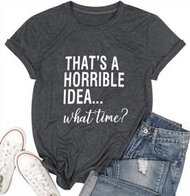 img 4 attached to Женская смешная рубашка для вечеринки с выпивкой, футболка с коротким рукавом, футболка, блузка - ужасная идея, футболка What Time