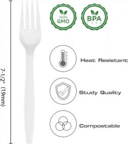 img 2 attached to Compostable Forks Large 7 Inch 100% Biodegradable Cutlery Utensils 140 Pieces Disposable Utensils Eco Friendly For Party, Camping