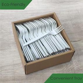 img 3 attached to Compostable Forks Large 7 Inch 100% Biodegradable Cutlery Utensils 140 Pieces Disposable Utensils Eco Friendly For Party, Camping