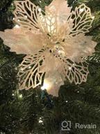 img 1 attached to 12-Piece 6.3'' Glitter Poinsettia Artificial Flowers For Christmas Tree Decorations review by Sohini Ledesma