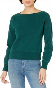 img 4 attached to Heritage Fleece Crop Sweatshirt With Boat Neck And Long Sleeves For Women By Goodthreads
