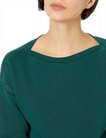 img 2 attached to Heritage Fleece Crop Sweatshirt With Boat Neck And Long Sleeves For Women By Goodthreads