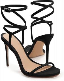 img 4 attached to Sexy Lace-Up Heeled Sandals For Women - Coutgo Ankle Strap Summer Dress Shoes