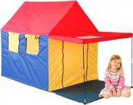 gigatent моя первая летняя игровая палатка: 4 больших окна, скатная крыша и реалистичный дизайн - легко установить! логотип