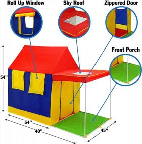 img 2 attached to GigaTent My First Summer House Play Tent: 4 Large Windows, Skylight Pitch Roof & Realistic Design - Easy To Set Up!
