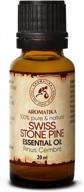 100% natural swiss stone pine essential oil, pinus cembra, 0.68 fl oz - arolla pine oil - ideal for beauty, hair, face, and body - pure stone pine oil from switzerland logo