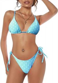 img 2 attached to Polka Dot Triangle Bikini Set With Tie-String - ZAFUL Women'S Two Piece Bathing Suit