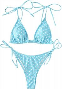 img 4 attached to Polka Dot Triangle Bikini Set With Tie-String - ZAFUL Women'S Two Piece Bathing Suit