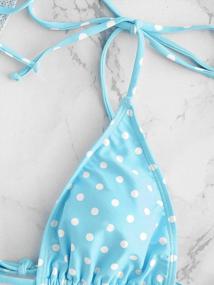 img 1 attached to Polka Dot Triangle Bikini Set With Tie-String - ZAFUL Women'S Two Piece Bathing Suit