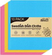 🧽 homexcel 10-pack swedish dishcloths – reusable sponge cloth for kitchen – ideal for counters & washing dishes – highly absorbent – assorted set of 3 colors logo