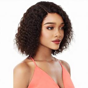 img 1 attached to HUA Curly Human Hair Wig For Black Women Human Hair Glueless Kinky Curly Short Bob Wig Human Hair Brazilian Glueless Wigs Human Hair Pre Plucked With Side Part Lace Wig 12 Inch Bob Wig 150% Density