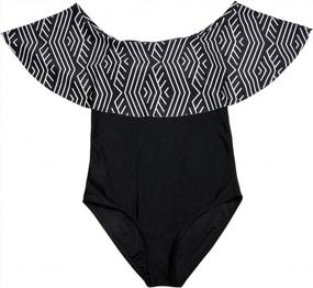 img 1 attached to Off-Shoulder Geometric Floral Padded Monokini Swimsuit For Women By Ayliss
