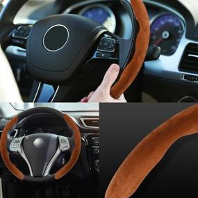 img 3 attached to QUWEI Universal Car Suede Steering Wheel Cover For Men And Women Removable Car Accessories Anti-Slip Car Sport Protection Covers Four Seasons Interior Accessories
