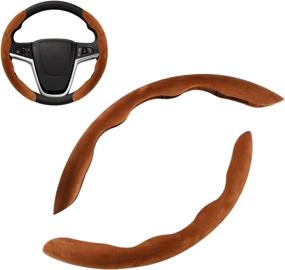 img 4 attached to QUWEI Universal Car Suede Steering Wheel Cover For Men And Women Removable Car Accessories Anti-Slip Car Sport Protection Covers Four Seasons Interior Accessories