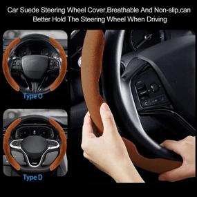 img 1 attached to QUWEI Universal Car Suede Steering Wheel Cover For Men And Women Removable Car Accessories Anti-Slip Car Sport Protection Covers Four Seasons Interior Accessories
