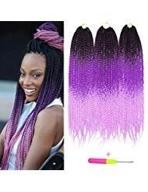 💇 stylish box braids: 24 inch kanekalon ombre hair (100g/pcs) - 3pcs set in 1b/purple/pink logo