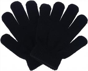 img 4 attached to Kids Winter Gloves: Warm And Stretchy Knitted Mittens For Girls And Boys - Perfect For Cold Weather