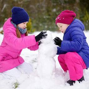 img 1 attached to Детские зимние перчатки: теплые и эластичные вязаные варежки для девочек и мальчиков - идеальны для холодной погоды