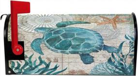 img 3 attached to Beach-Themed Magnetic Mailbox Cover Featuring Sea Turtle, Starfish And Retro Map Design - Perfect Summer Decor For Your Home Garden Mailbox