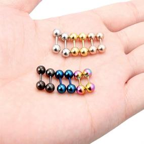 img 1 attached to 🔵 Dyknasz Ball Stud Earrings: 6 Pairs of Surgical Steel Barbell Piercing Jewelry for Cartilage, Helix, and Tragus - Ideal for Women and Men (20G, 18G, 16G; Ball Dia. 3-6mm)