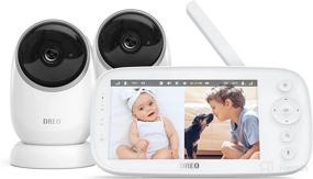 img 4 attached to 👶 Dreo Baby Monitor: 2 Camera 5'' HD Split Screen - 2-Way Talk, Night Vision, Pan Tilt Zoom - No WiFi, 1000ft Range, 30h Battery