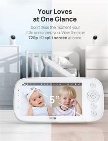 img 3 attached to 👶 Dreo Baby Monitor: 2 Camera 5'' HD Split Screen - 2-Way Talk, Night Vision, Pan Tilt Zoom - No WiFi, 1000ft Range, 30h Battery