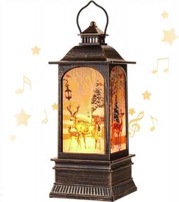 img 4 attached to Musical Snow Globe Christmas Lantern Decorative Candle Holders With 12 Songs For Home Xmas Decoration - Kid-Friendly Holiday Decorations