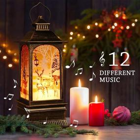 img 1 attached to Musical Snow Globe Christmas Lantern Decorative Candle Holders With 12 Songs For Home Xmas Decoration - Kid-Friendly Holiday Decorations