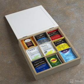 img 1 attached to ☕ 10 STREET HOME Wooden Tea Bag and Coffee Bar Organizer for Home and Kitchen; 9 Compartments 2.5" x 2.5" with Capacity for 63 Standard Size Tea Bags; Rustic Tea Bag Organizer and Coffee Bar Accessories