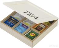 ☕ 10 street home wooden tea bag and coffee bar organizer for home and kitchen; 9 compartments 2.5" x 2.5" with capacity for 63 standard size tea bags; rustic tea bag organizer and coffee bar accessories logo