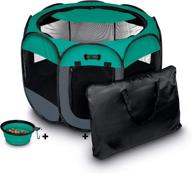 🐾 ruff 'n ruffus foldable pet playpen with free carrying case & travel bowl, 3 sizes, indoor/outdoor, water-resistant, removable shade cover logo