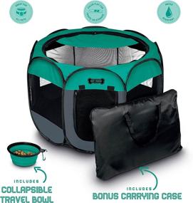 img 3 attached to 🐾 Ruff 'n Ruffus Foldable Pet Playpen with Free Carrying Case & Travel Bowl, 3 Sizes, Indoor/Outdoor, Water-Resistant, Removable Shade Cover