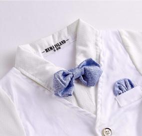 img 3 attached to Adorable Baby Boy White Gentleman Tuxedo Romper With Waistcoat, Bowtie, And Jumpsuit Overall