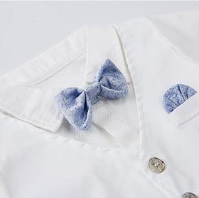 img 2 attached to Adorable Baby Boy White Gentleman Tuxedo Romper With Waistcoat, Bowtie, And Jumpsuit Overall