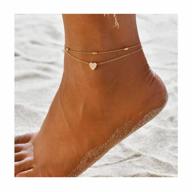silver beaded heart anklet foot jewelry for women and girls - edary beach ankle bracelet chain (1pc) logo
